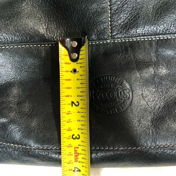 Genuine Roots Black Leather Bucket Crossbody Shoulder Bag Purse - Picture 16 of 16
